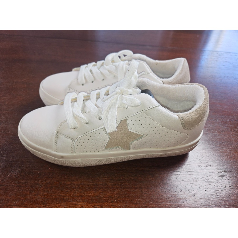 Steve Madden Starling White Multi Suede Tan Suede Star Leather Sneakers Size 6 M - Picture 9 of 9